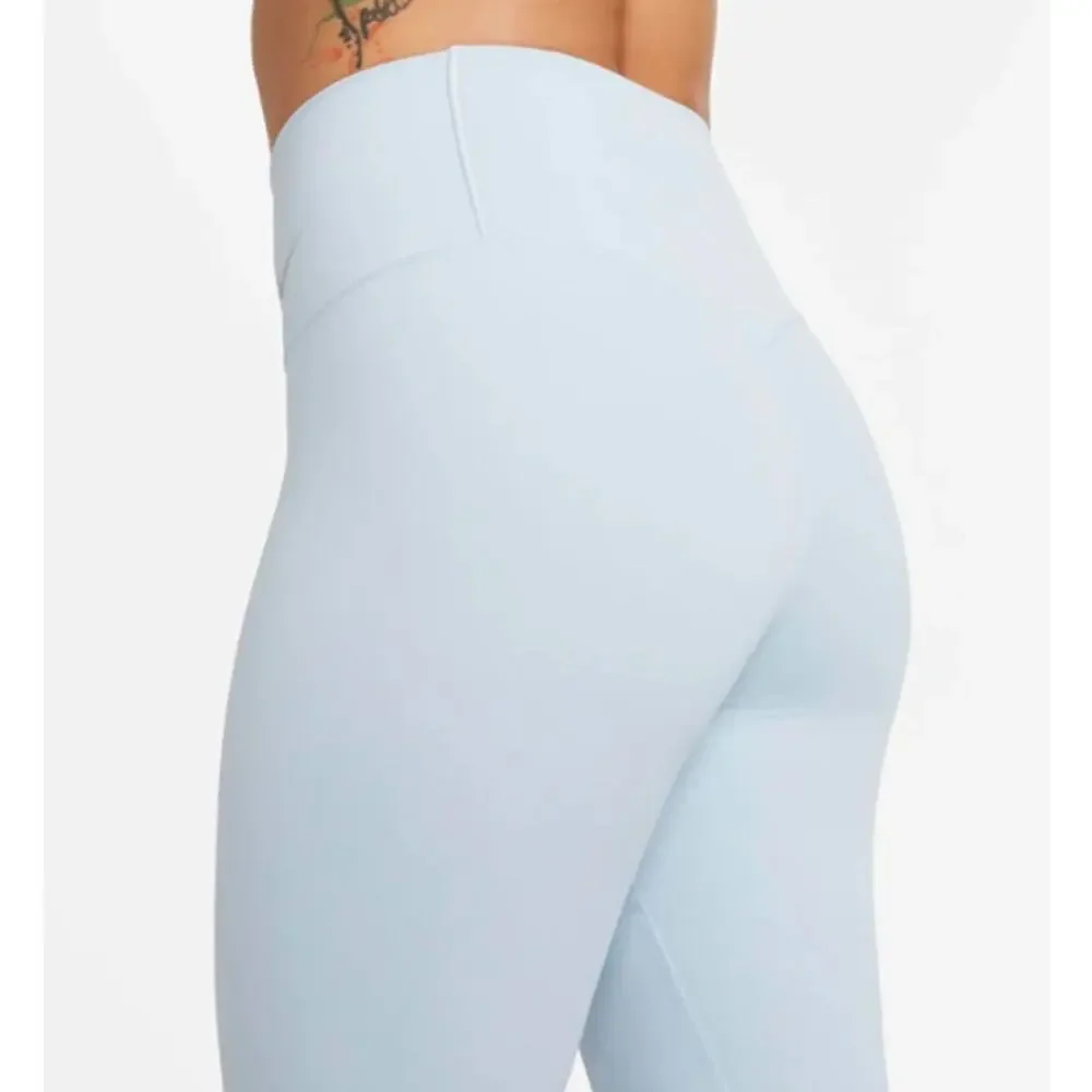 Nike Zenvy Women's Light Armoury Blue Black High-Waisted 7/8 Leggings Size M